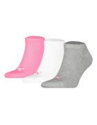 Puma Set de sosete unisex pana la glezna cu imprimeu logo - 3 perechi - Alb/Gri/Roz