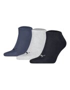 Puma Set de sosete unisex pana la glezna cu imprimeu logo - 3 perechi - Gri/Albastru