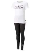 Puma Set de tricou si colanti cu imprimeu logo - Alb/Negru