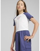 Puma Tricou crop cu model grafic - Alb/Albastru prafuit