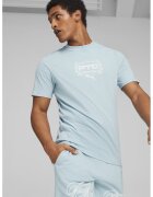 Puma Tricou cu decolteu la baza gatului si imprimeu - Albastru glaciar