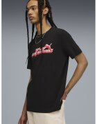 Puma Tricou cu decolteu la baza gatului si imprimeu grafic - Alb/Negru/Coral