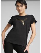 Puma Tricou cu decolteu la baza gatului si imprimeu logo - Auriu/Negru