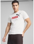 Puma Tricou cu decolteu la baza gatului si imprimeu logo Essentials 2 - Rosu/Negru/Alb murdar