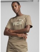 Puma Tricou cu decolteu la baza gatului si imprimeu logo - Maro deschis