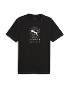 Puma Tricou cu decolteu la baza gatului si imprimeu logo - Negru