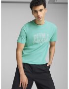 Puma Tricou cu decolteu la baza gatului si imprimeu logo - Turcoaz