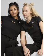 Puma Tricou cu decolteu la baza gatului si slit frontal - Negru