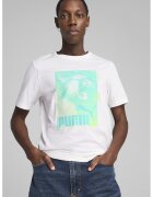 Puma Tricou cu imprimeu logo - Alb/Turcoaz/Verde lime