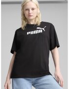 Puma Tricou cu imprimeu logo si maneci cazute - Alb/Negru