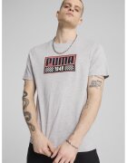 Puma Tricou cu imprimeu si decolteu la baza gatului - Coral/Gri deschis melange