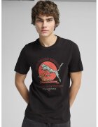 Puma Tricou de bumbac cu decolteu la baza gatului - Negru/Coral