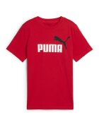 Puma Tricou de bumbac cu imprimeu logo - Rosu/Alb