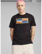 Puma Tricou din amestec de bumbac cu decolteu la baza gatului - Negru/Galben sofran/Albastru deschis