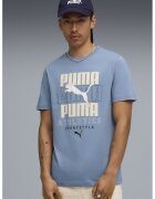 Puma Tricou din amestec de bumbac cu imprimeu logo - Albastru deschis/Crem