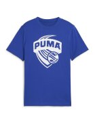 Puma Tricou din bumbac cu imprimeu logo - pentru baschet - Albastru royal/Alb optic
