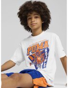 Puma Tricou din bumbac cu imprimeu logo - pentru baschet - Portocaliu deschis/Albastru royal/Alb optic