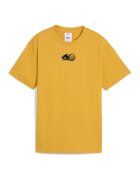 Puma Tricou din bumbac cu imprimeu si decolteu la baza gatului - Portocaliu/Bleumarin