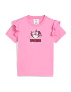 Puma Tricou din bumbac cu volane si imprimeu - Alb/Roz zmeuriu/Roz pastel