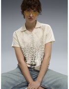 Puma Tricou polo cu animal print Leo Luxe - Gri antracit/Crem
