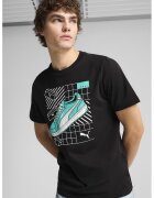 Puma Tricou regular fit de bumbac cu model grafic - Alb/Negru/Turcoaz