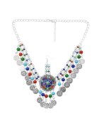 Pursehuit Accesoriu de cap - argintiu - cu banuti si margelute colorate - Amalius C8 -