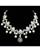 Pursehuit Accesoriu de frunte - argintiu - cu dantela alba si perlute - Annalise C6 -