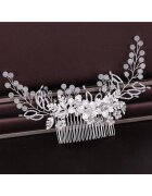 Pursehuit Accesoriu de par argintiu - cu flori si cristale - Elmira C5 -