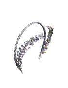 Pursehuit Accesoriu de par - argintiu - cu frunzulite laterale si pietre - Bara C1