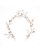 Pursehuit Accesoriu de par - auriu - cu floricele si perle - Raimond C7 -