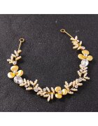 Pursehuit Accesoriu de par - auriu - modelator - cu floricele si perlute - Elvina C15 -