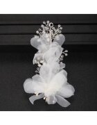 Pursehuit Accesoriu par - argintiu - cu flori albe si pietre - Oliwer C8 -