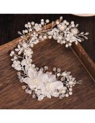 Pursehuit Accesoriu par - argintiu - modelator - cu flori si perle - Atalie C6 -