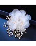 Pursehuit Accesoriu par - auriu - cu floare alba si pietre - Atena C5 -
