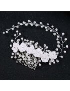 Pursehuit Accesoriu par cu perle si flori - argintiu - Lilian C11 -