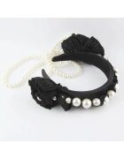 Pursehuit Bentita neagra - bufanta - cu sirag de perle si flori - Nanne C1