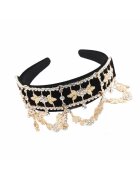 Pursehuit Bentita neagra - cu aplicatii aurii si pietre - Poppie C2 -