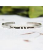Pursehuit Bratara ajustabila - argintie - gravata Too blessed to be stressed - Aska P7 -