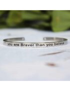 Pursehuit Bratara ajustabila - argintie - gravata You are braver than you believe P7 -