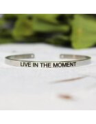 Pursehuit Bratara argintie - ajustabila - gravata Live in the moment P1 -