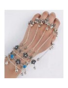 Pursehuit Bratara argintie - cu inele reglabile si pietre turquoise - Elsamaria C10 -