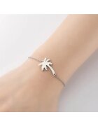 Pursehuit Bratara argintie - din otel inoxidabil - suflata cu aur 18k - cu palmier - Jasmin C5