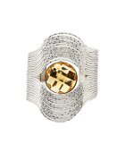 Pursehuit Bratara argintie - reglabila - cu piatra galbena - diametru 7 cm - Oda C2