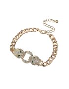 Pursehuit Bratara aurie - cu zale - pietre si cap de pantera - Lungime: 21 cm - Penny C7