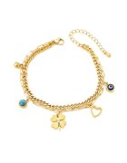 Pursehuit Bratara aurie - din otel inoxidabil 316L - in 2 straturi - cu trifoi - placata cu aur 18K PVD - Belinda C2