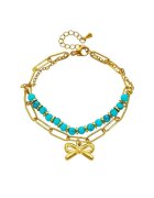 Pursehuit Bratara aurie - din otel inoxidabil 316L - placata cu aur 18K PVD - cu margelute si fundita - Daria C10