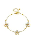 Pursehuit Bratara aurie - din otel inoxidabil 316L - placata cu aur 18K PVD - cu pietre si floricele - Esaiana C3