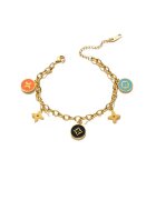 Pursehuit Bratara aurie - din otel inoxidabil 316L - placata cu aur 18K PVD - cu zale si piese colorate diverse - Jade C7