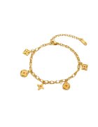 Pursehuit Bratara aurie - din otel inoxidabil 316L - placata cu aur 18K PVD - cu zale si piese diverse - Janeke C5