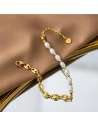 Pursehuit Bratara aurie - din otel inoxidabil - cu perlute - suflata cu aur 18k - Beneta C2